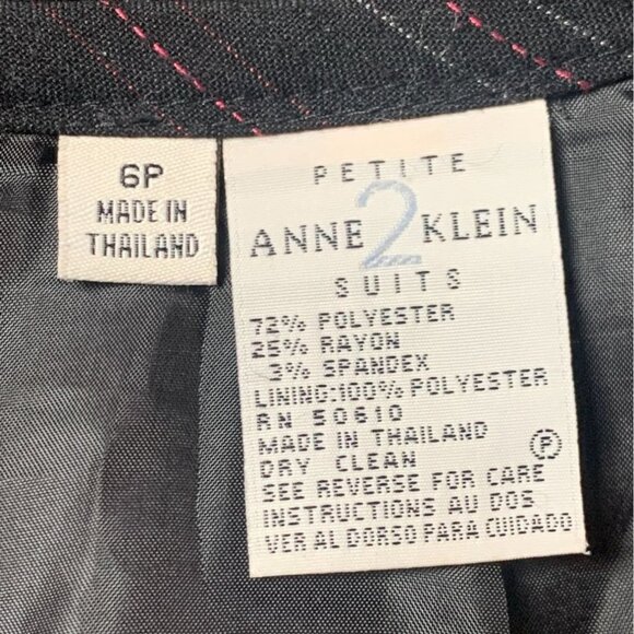 Anne Klein Pin Stripe Skirt Suit Petite 6 Blazer + Pencil Skirt Gray Pink - Picture 13 of 14
